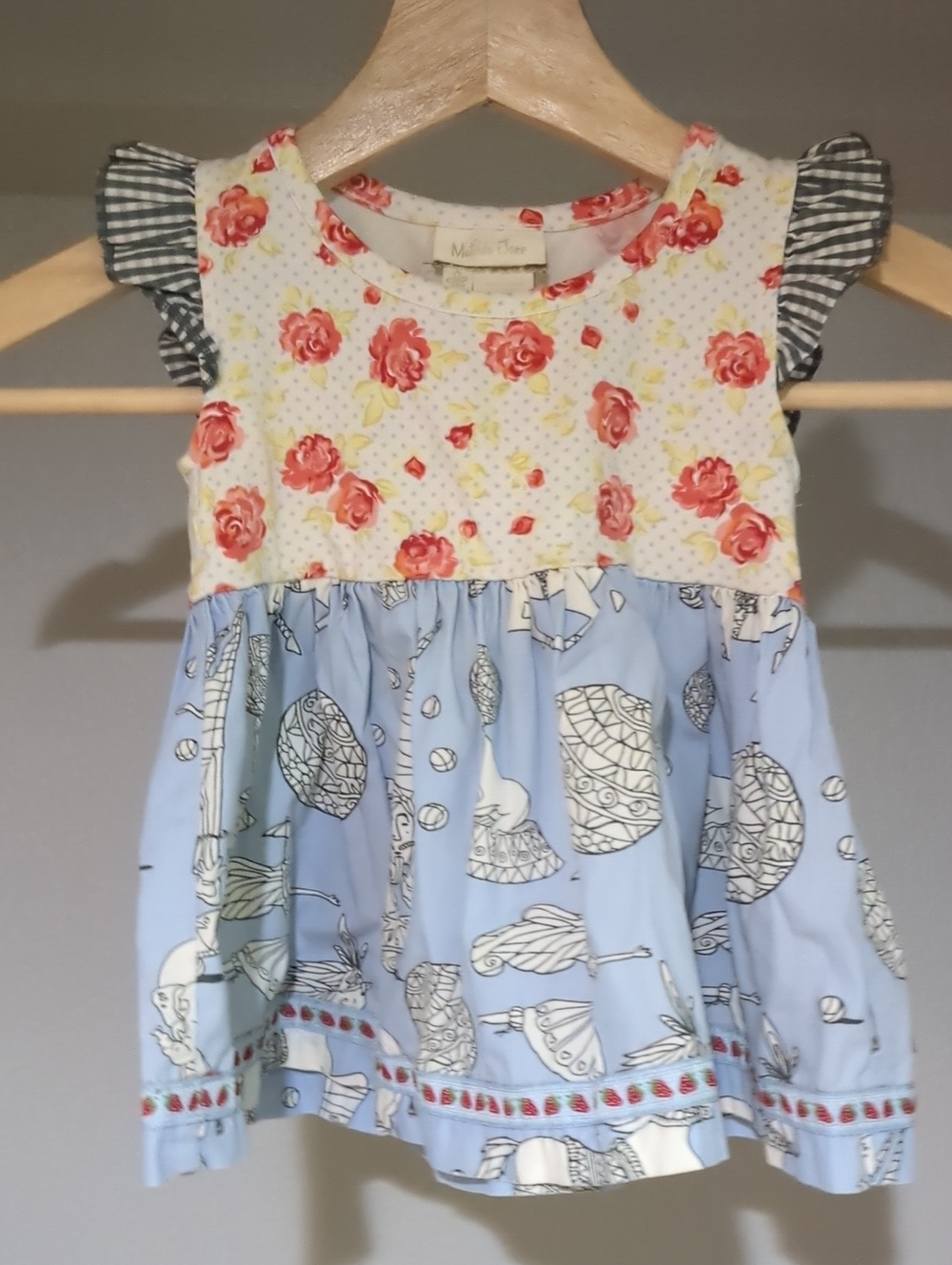 Matilda Jane Blue, Cream & Pink Floral Mixed-Print Dress 18 Mo